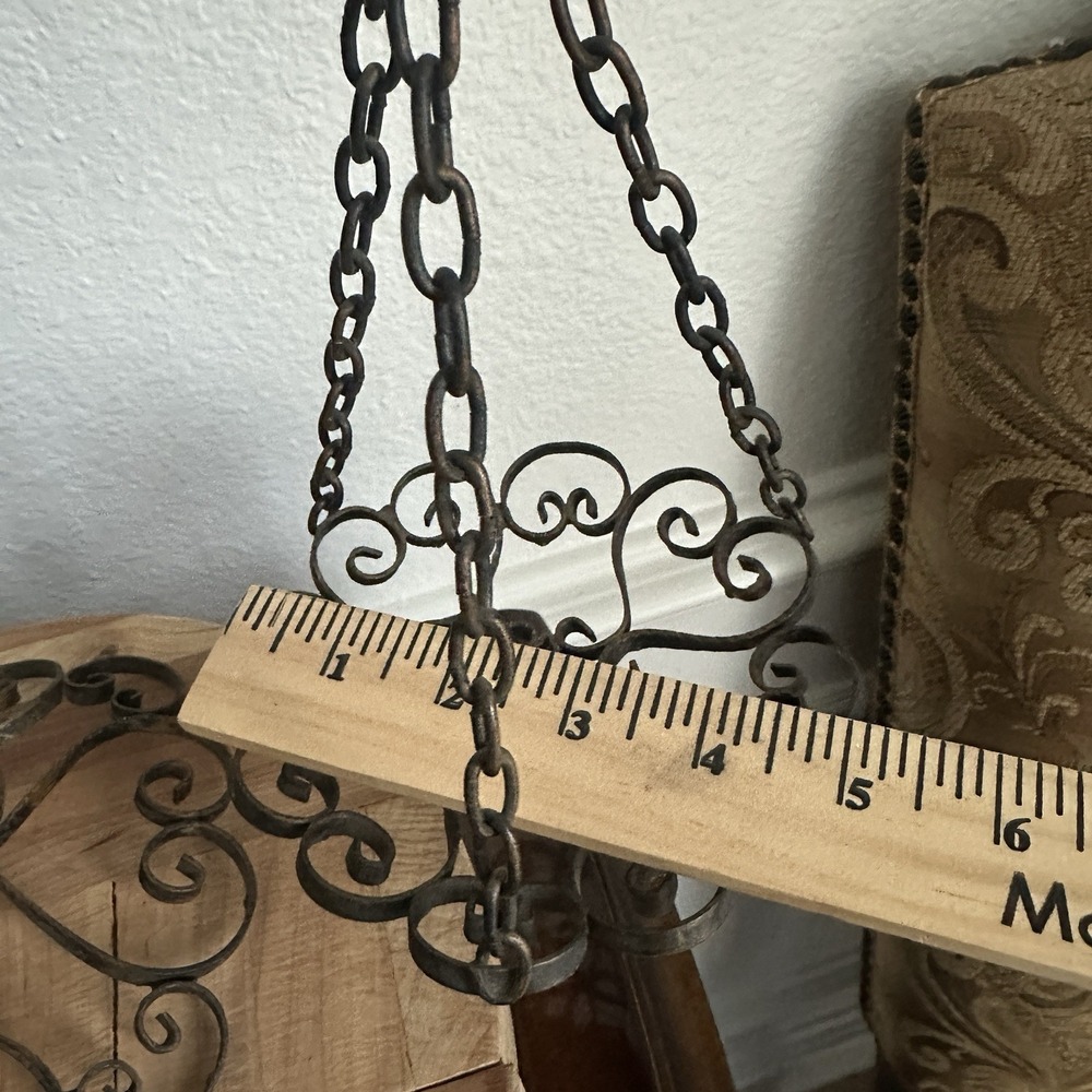 Vintage Hanging Scales of Justice Brown 14.25 inches Wrought Iron Rustic USA - Picture 9 of 10